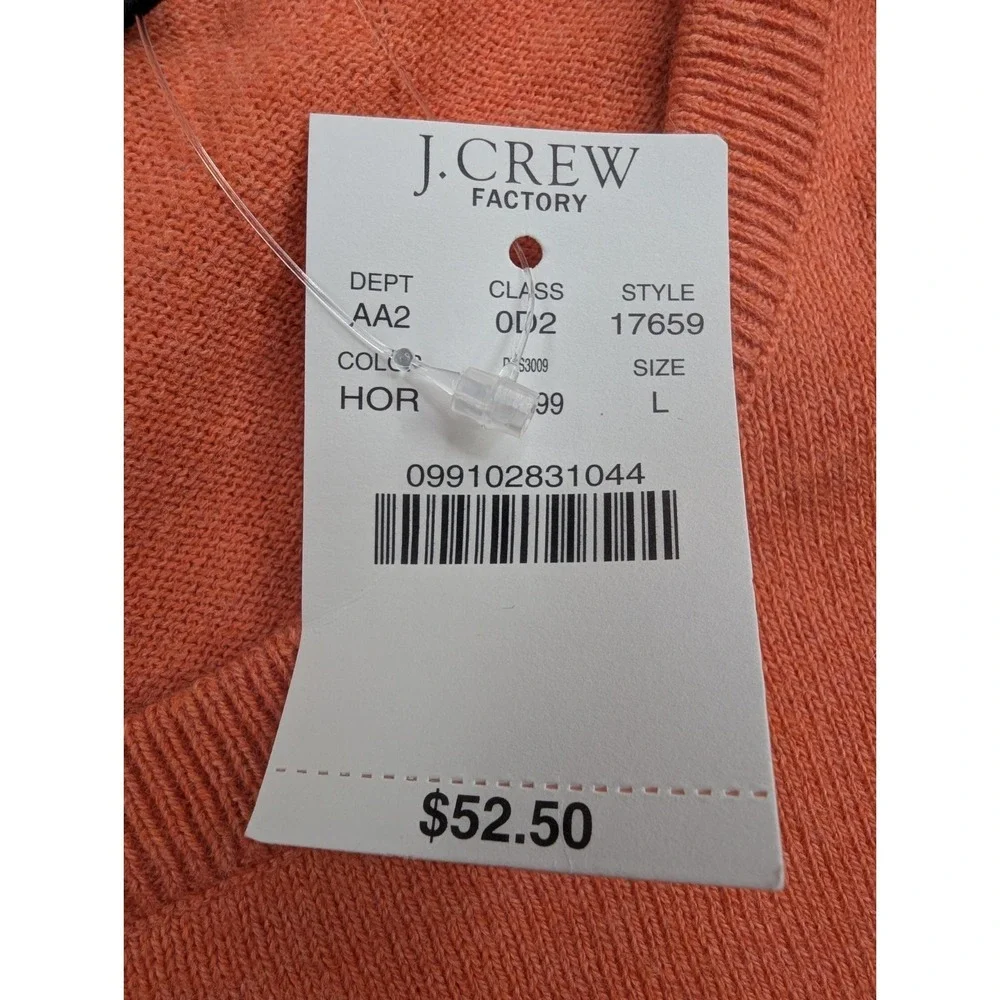 J. Crew Factory Men L Orange Cotton Cashmere Crew Neck Sweater 17659 NWT